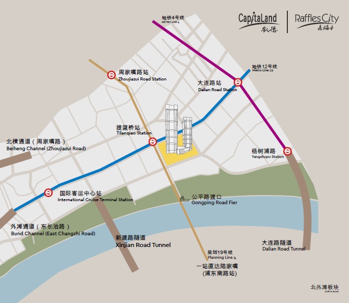 虹口北外滩来福士广场交通区位图